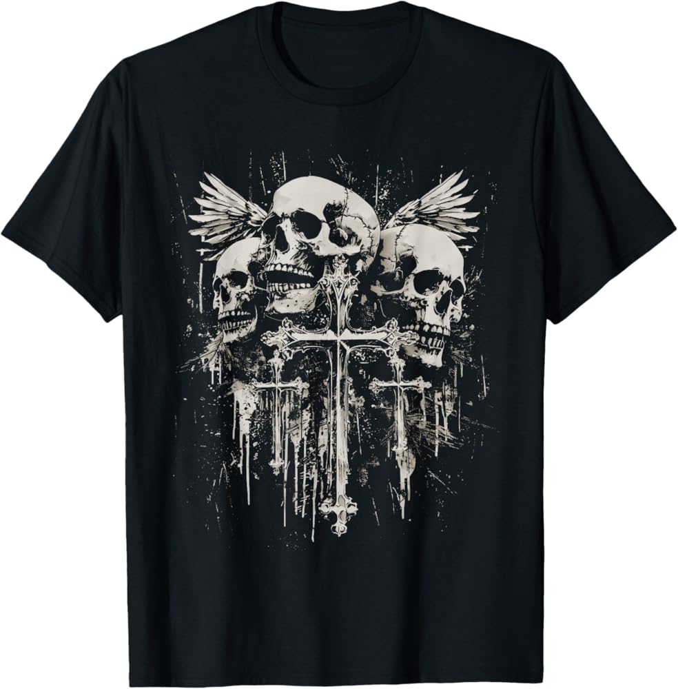 Amazon.com: Skull Cross Y2K Goth Alt Grunge Gothic Emo Aesthetic T